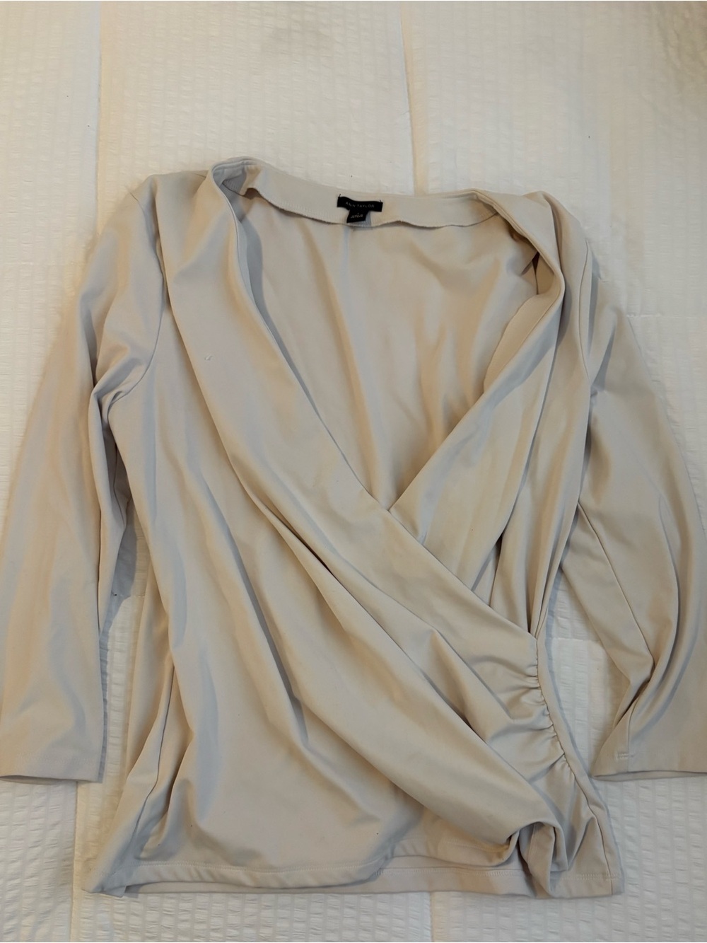 Ann Taylor Wrap-Front Long Sleeve Top — size L